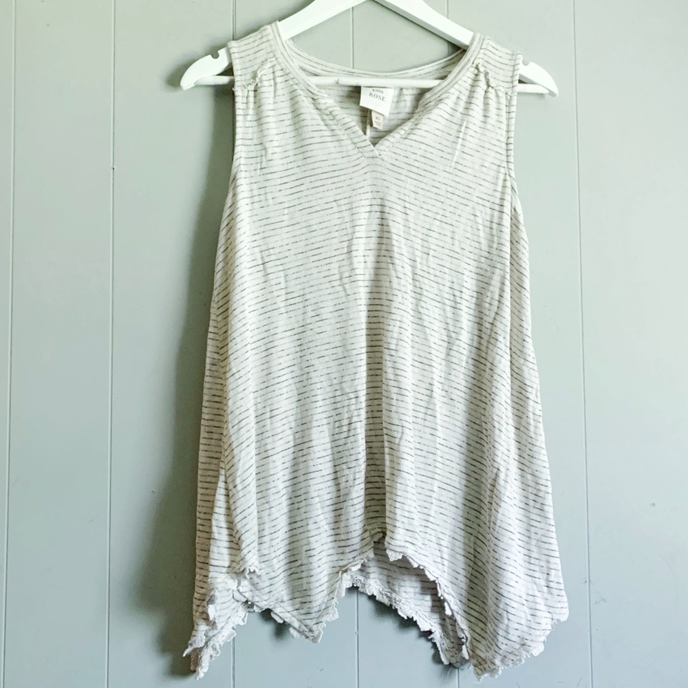 Knox Rose Mariniere Striped Soft Shark Hem Sleeveless Top Tank XS